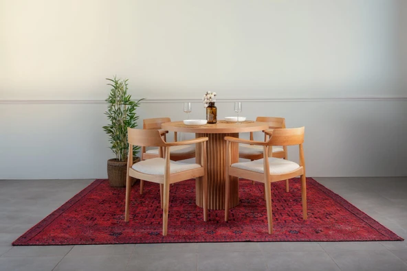 Sardes İskandinav Natural Ahşap Masa Sandalye Takımı 90x90 - Resim 6