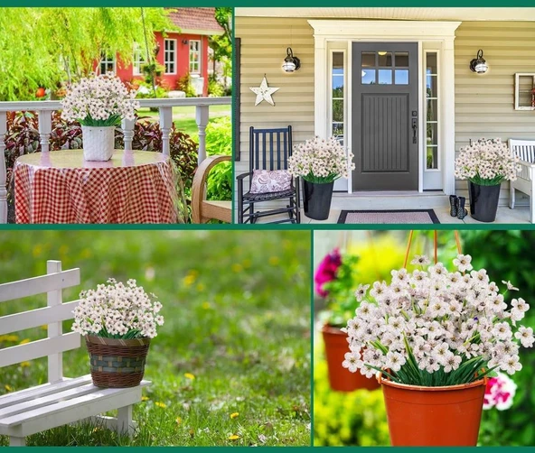 Nettenevime 6lı Set Yapay Çiçek Sazlı Mine Beyaz Renk 5 Dallı 33cm - Resim 6