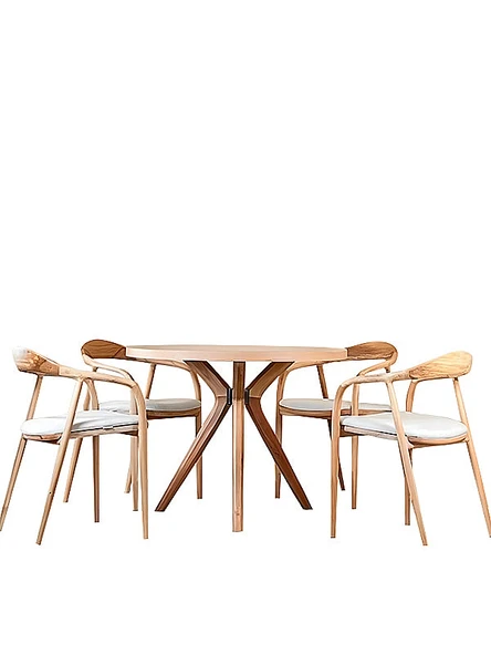 Achanthus Natural Ahşap Masa Sandalye Takımı 100x100 - Resim 2