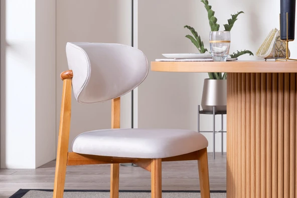 Luxor İskandinav Natural Ahşap Masa Sandalye Takımı 100x100 - Resim 6