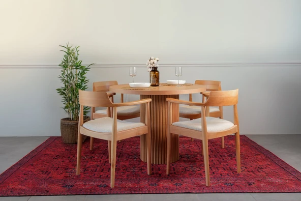 Sardes İskandinav Natural Ahşap Masa Sandalye Takımı 90x90 - Resim 5