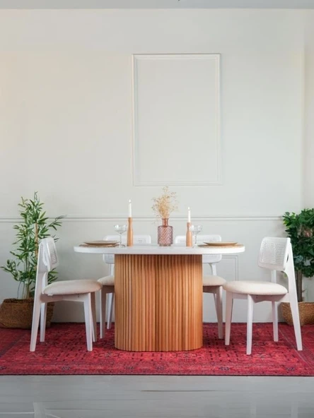 Niyegara İskandinav Natural Ahşap Masa Sandalye Takımı 90x130 - Resim 12