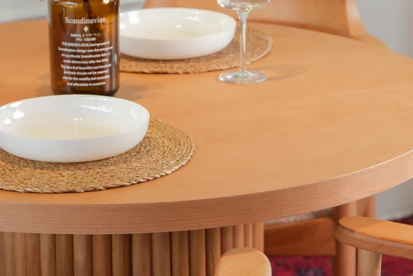 Sardes İskandinav Natural Ahşap Masa Sandalye Takımı 90x90 - Resim 7