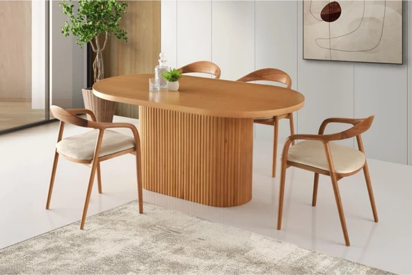Midas İskandinav Natural Ahşap Masa Sandalye Takımı 80x150 - Resim 2