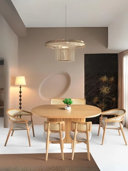 Nordik İskandinav Natural Ahşap Masa Sandalye Takımı 90x160 ürün görseli