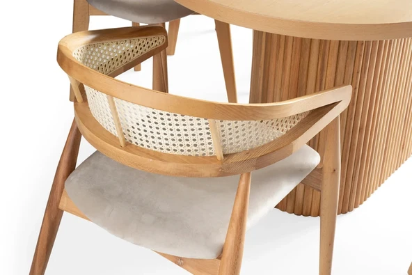 Panama İskandinav Natural Ahşap Masa Sandalye Takımı 80x160 - Resim 6