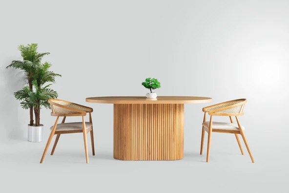 Nordik İskandinav Natural Ahşap Masa Sandalye Takımı 90x160 - Resim 3