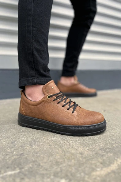 JET-152 Cool Bağcıklı Cilt Erkek Günlük Spor Klasik Ayakkabı CST - Taba - Resim 3