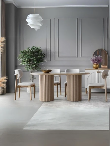 İris İskandinav Ahşap Masa Sandalye Takımı 80x190 - Resim 9