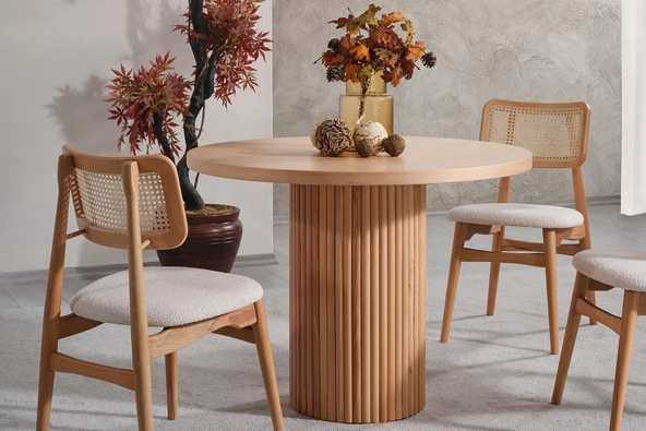 Odesa İskandinav Natural Ahşap Masa Sandalye Takımı 90x90 - Resim 3