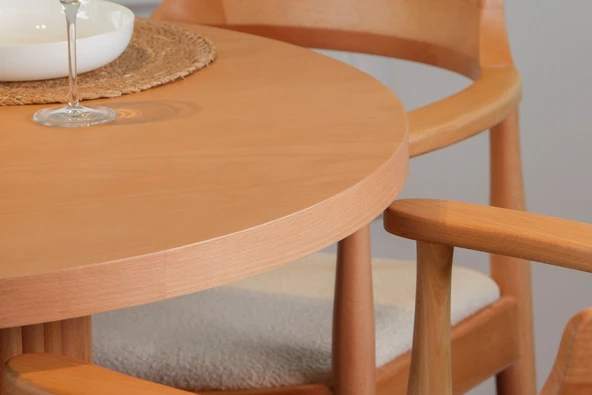 Sardes İskandinav Natural Ahşap Masa Sandalye Takımı 90x90 - Resim 8