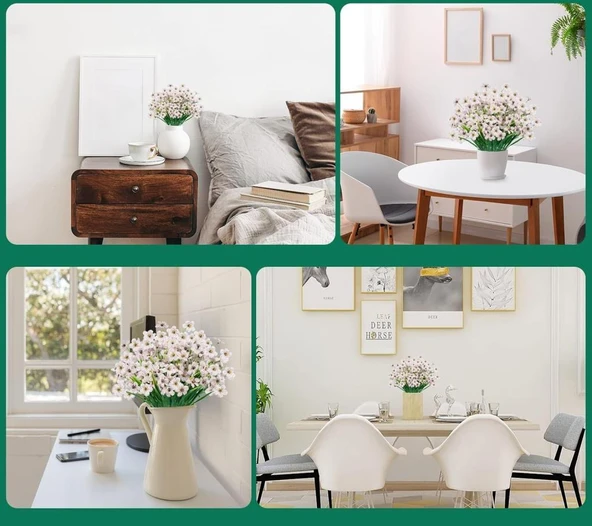 Nettenevime 6lı Set Yapay Çiçek Sazlı Mine Beyaz Renk 5 Dallı 33cm - Resim 2