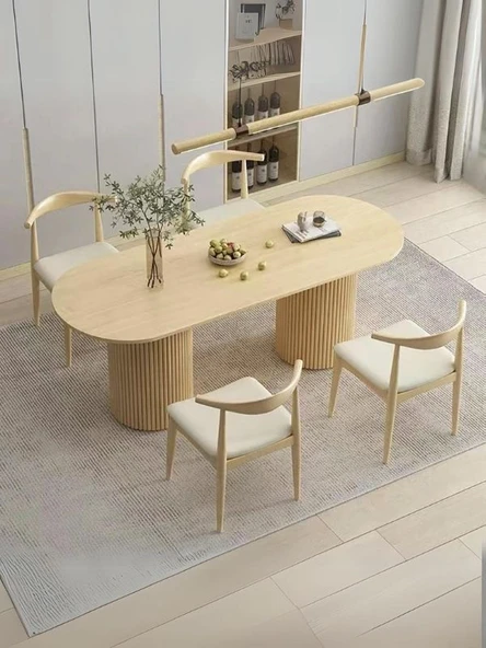 Palma İskandinav Ahşap Masa Sandalye Takımı 90x170 ürün görseli