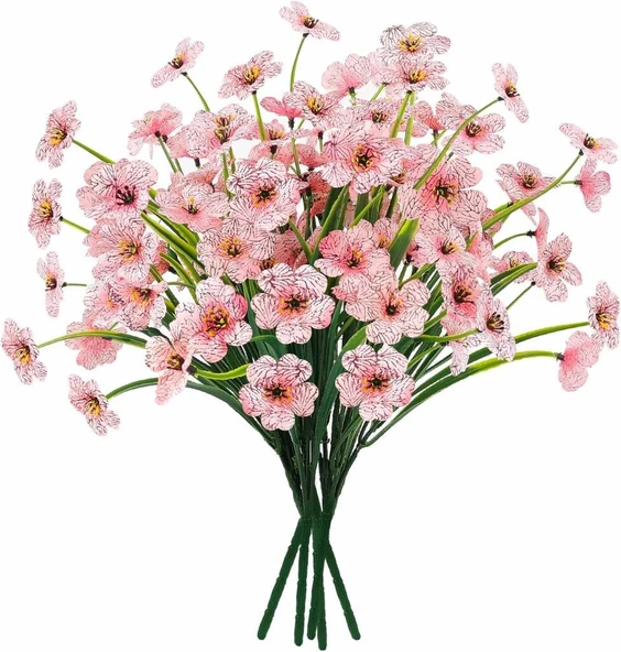 Nettenevime 6lı Set Yapay Çiçek Sazlı Mine Pembe Renk 5 Dallı 33cm ürün görseli