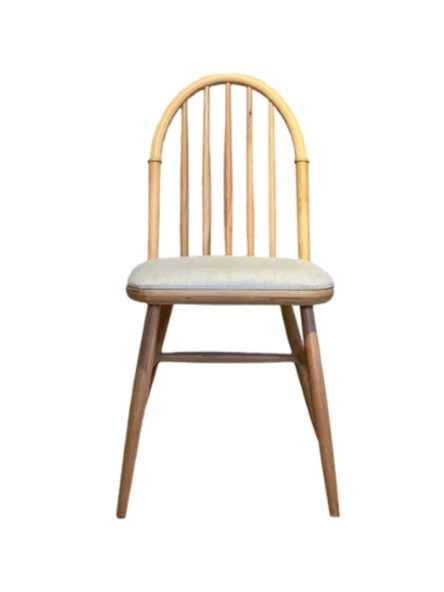 Rustica Döşemeli Classic Natural Ahşap Yemek Sandalyesi ürün görseli