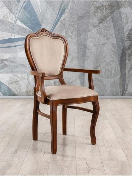 Versailes Kolçaklı Oymalı Klasik Ahşap Sandalye ürün görseli