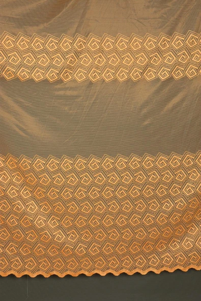 GEOMETRİK GOLD TEK KANAT Dikilmiş Pileli Fon Perde 300*260 Cm - Resim 2