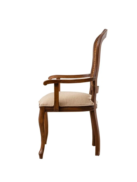 Victoria Kolçaklı Hazeranlı Ahşap Oymalı Country Sandalye - Resim 5