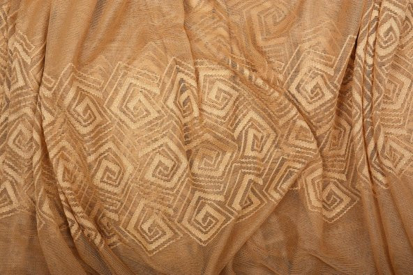 GEOMETRİK GOLD TEK KANAT Dikilmiş Pileli Fon Perde 300*260 Cm - 8