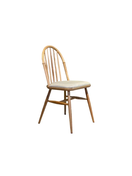 Rustica Döşemeli Classic Natural Ahşap Yemek Sandalyesi - Resim 11