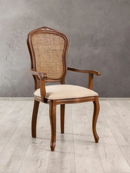 Victoria Kolçaklı Hazeranlı Ahşap Oymalı Country Sandalye ürün görseli 1