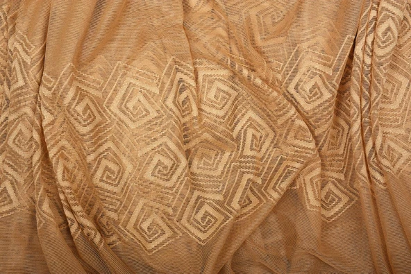 GEOMETRİK GOLD TEK KANAT Dikilmiş Pileli Fon Perde 300*260 Cm - Resim 8