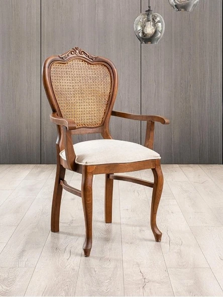 Versailes Hazeranlı Kolçaklı Oymalı Klasik Ahşap Sandalye ürün görseli
