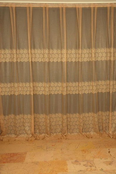 GEOMETRİK GOLD TEK KANAT Dikilmiş Pileli Fon Perde 300*260 Cm ürün görseli