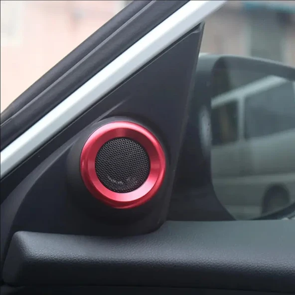 Honda Civic 2016-2019 için, Kırmızı Renk Daire Hoparlör Çercevesi 2 ADET ürün görseli