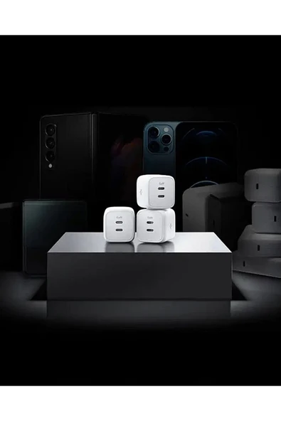 45W GaN USB-C 2 Port Mini Adaptör Samsung PPS 2.0 Destekli Hızlı Şarj Type-C PE2105 White - ACH03717 - 8