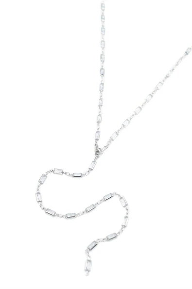 Taşlı Y Kolye - Gümüş ürün görseli 1