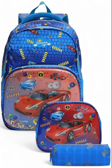 Relaxion 1370 Anatomik Sırt Yapılı Kabartmalı Figürlü Üçlü Set İlkokul Çantası - 6