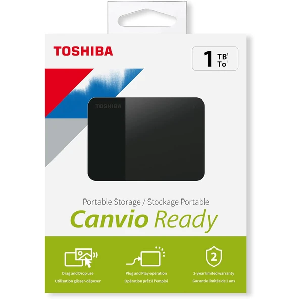 TOSHIBA HDTP310EK3AA, Canvio Ready, 1TB, 2.5" USB 3.0, Taşınabilir, Harici HDD, (Black) - 1