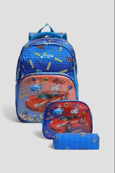 Relaxion 1370 Anatomik Sırt Yapılı Kabartmalı Figürlü Üçlü Set İlkokul Çantası - 9