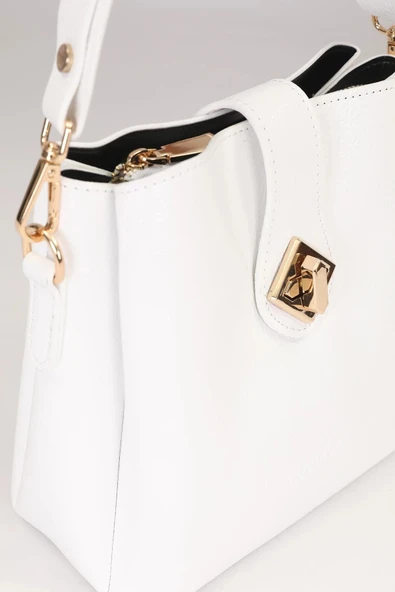 Levidor Beyaz Rugan Kadın Omuz Çantası 930167 - Resim 4