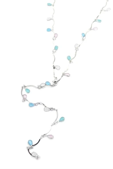 Taşlı Y Kolye - Gümüş ürün görseli 1