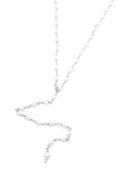 Kalp İncili Y Kolye - Gümüş - Resim 2