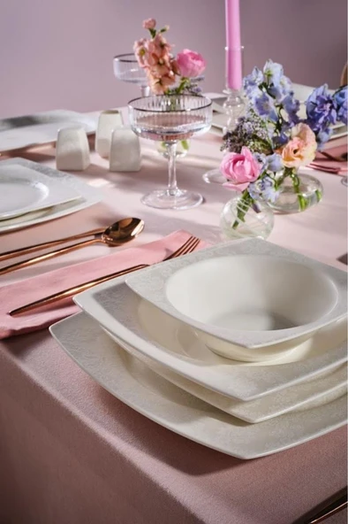 Square Bone Celes 53 Parça 12 Kişilik Yemek Takımı - 2