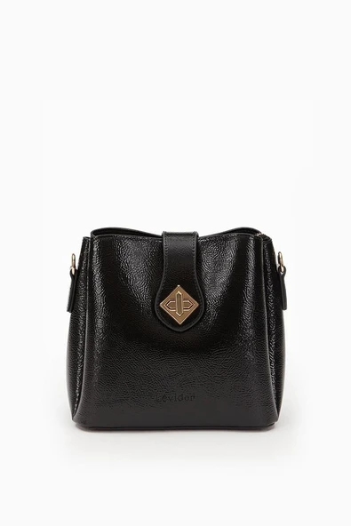 Levidor Siyah Kırışık Rugan Kadın Omuz Çantası 930167 ürün görseli