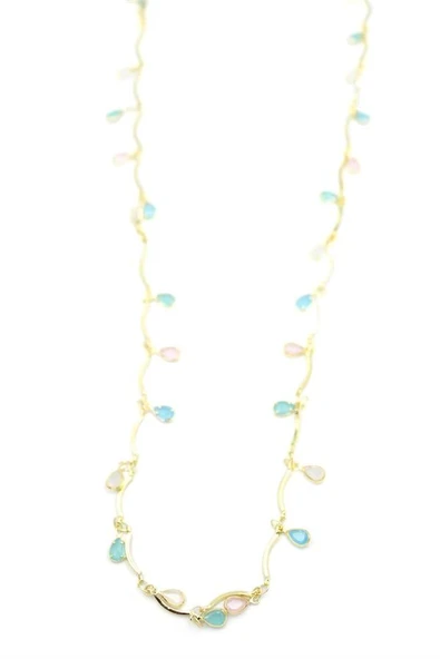 Taşlı Y Kolye - Altın - Resim 2