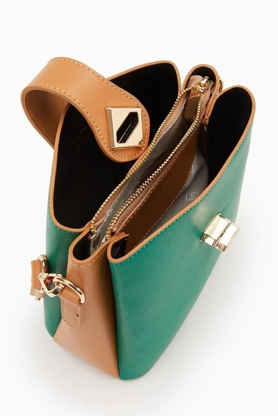 Levidor Yeşil Camel Kadın Omuz Çantası 930167 - Resim 4