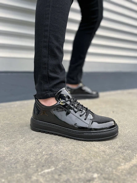 JET-152 Cool Bağcıklı Rugan Erkek Günlük Spor Klasik Ayakkabı RST - Siyah ürün görseli