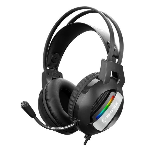 RAMPAGE RM-K71 LINE SİYAH 3,5 + USB BAĞLANTI RAINBOW AYDINLATMALI OYUNCU MİKROFONLU KULAKLIK RAMPAGE