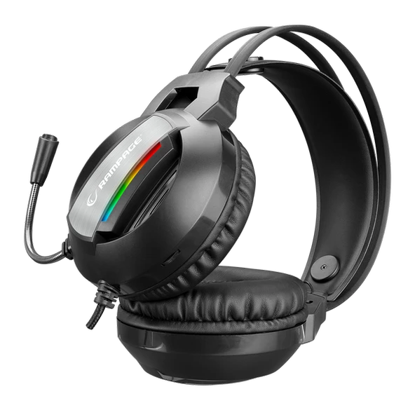 RAMPAGE RM-K71 LINE SİYAH 3,5 + USB BAĞLANTI RAINBOW AYDINLATMALI OYUNCU MİKROFONLU KULAKLIK RAMPAGE - 3