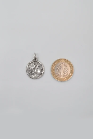 Yunan Antik Makedonya Kralı Büyük İskender Örme Zincir Kolye - Antik Gümüş Kaplama - Kadın Erkek - 60 cm - Resim 7