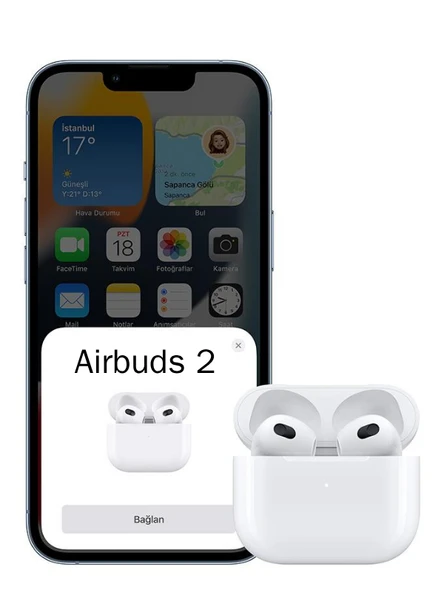 Airbuds 2 Kulak içi Bluetooth Kulaklık + AirPods Pro 3 Koruma Kılıfı iPhone Pop-Up Kablosuz Kulaklık - 4