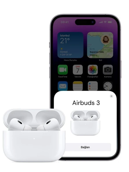 Airbuds 3 Kulak içi Bluetooth Kulaklık + AirPods Pro 3 Koruma Kılıfı iPhone Pop-Up Kablosuz Kulaklık - 4