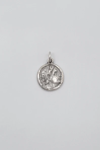 Yunan Antik Makedonya Kralı Büyük İskender Örme Zincir Kolye - Antik Gümüş Kaplama - Kadın Erkek - 60 cm - Resim 4