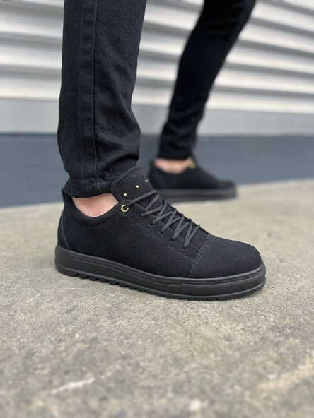 JET-152 Cool Bağcıklı Süet Erkek Günlük Spor Klasik Ayakkabı SST - Siyah ürün görseli