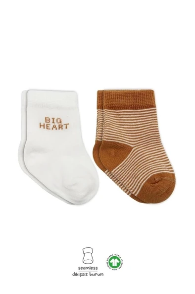 CEYLAN ADAM   Bistyle Big Heart Penye Soket Çorap 2'Li BS10117 Hardal - 1